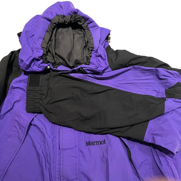 VINTAGE 90'S MARMOT MOUNTAIN JACKET Black Purple‎ Size Xl Men's Pockets - Picture 1 of 16